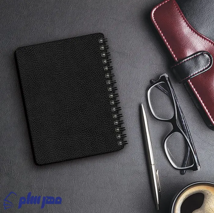 دفتر یادداشت A6 چرم مشکی جیبی