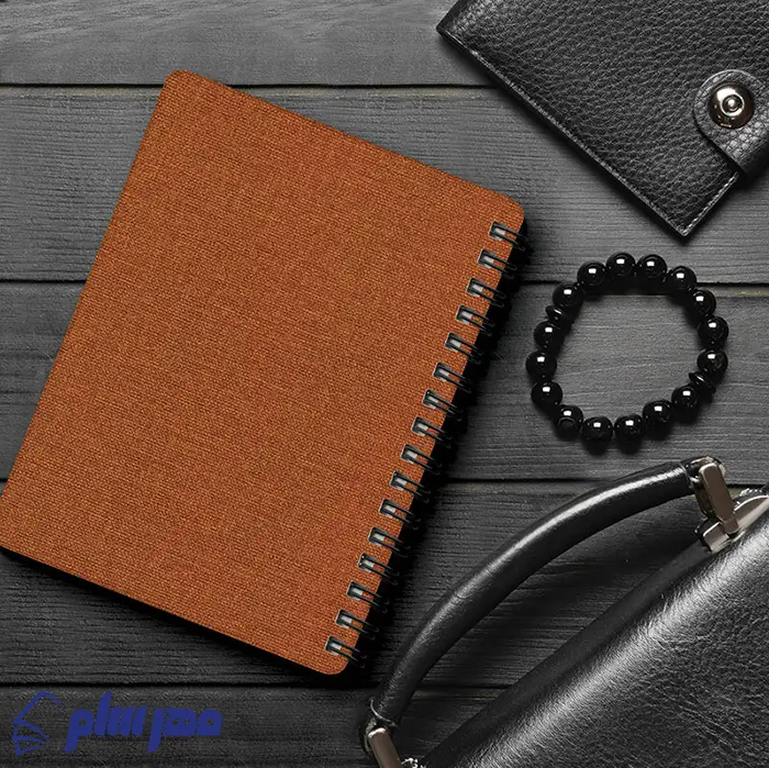 دفتر یادداشت A6 کتان آجری جیبی